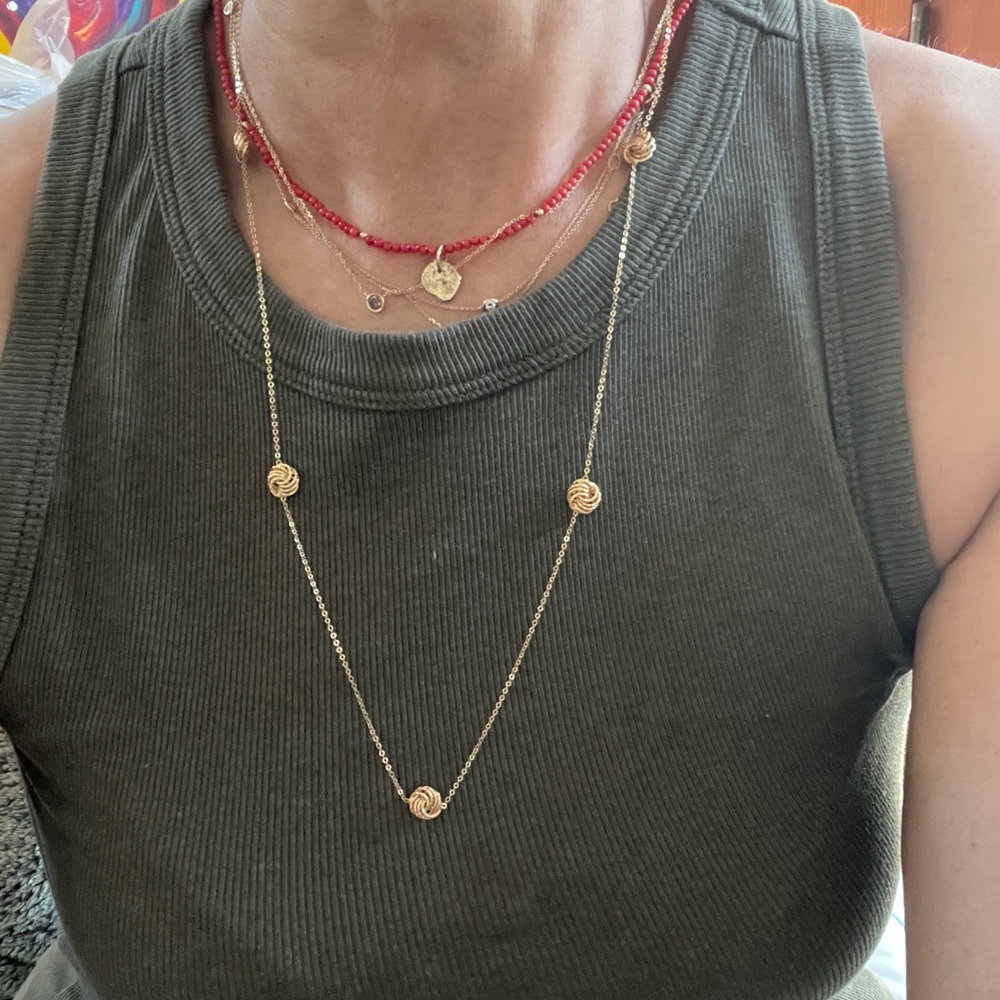 14k Love Knot Necklace-24-inch
